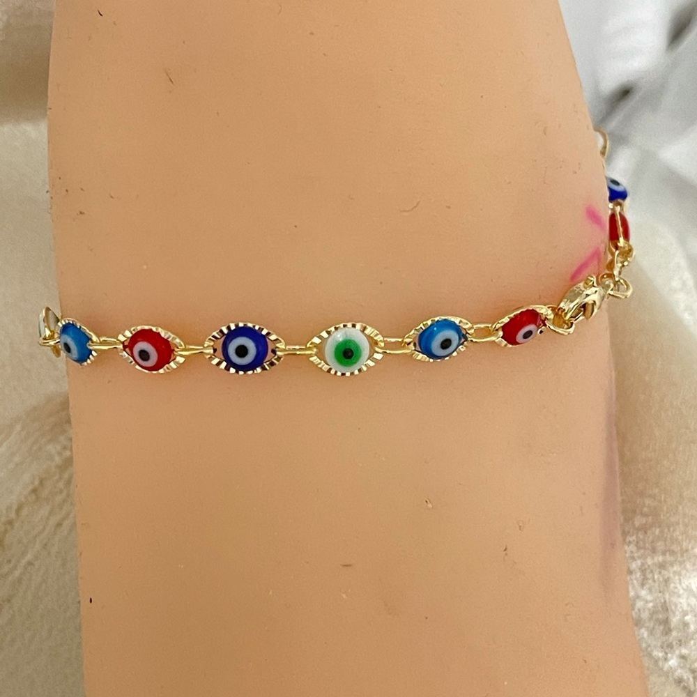 18k Gold Filled Evil Eye Anklet - Picture 3 of 4